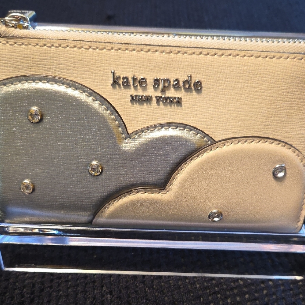 Kate Spade Cream and Silver Slim Wallet with Cloud Pattern - Picture 7 of 7